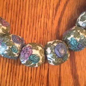 Fabric covered beaded necklace